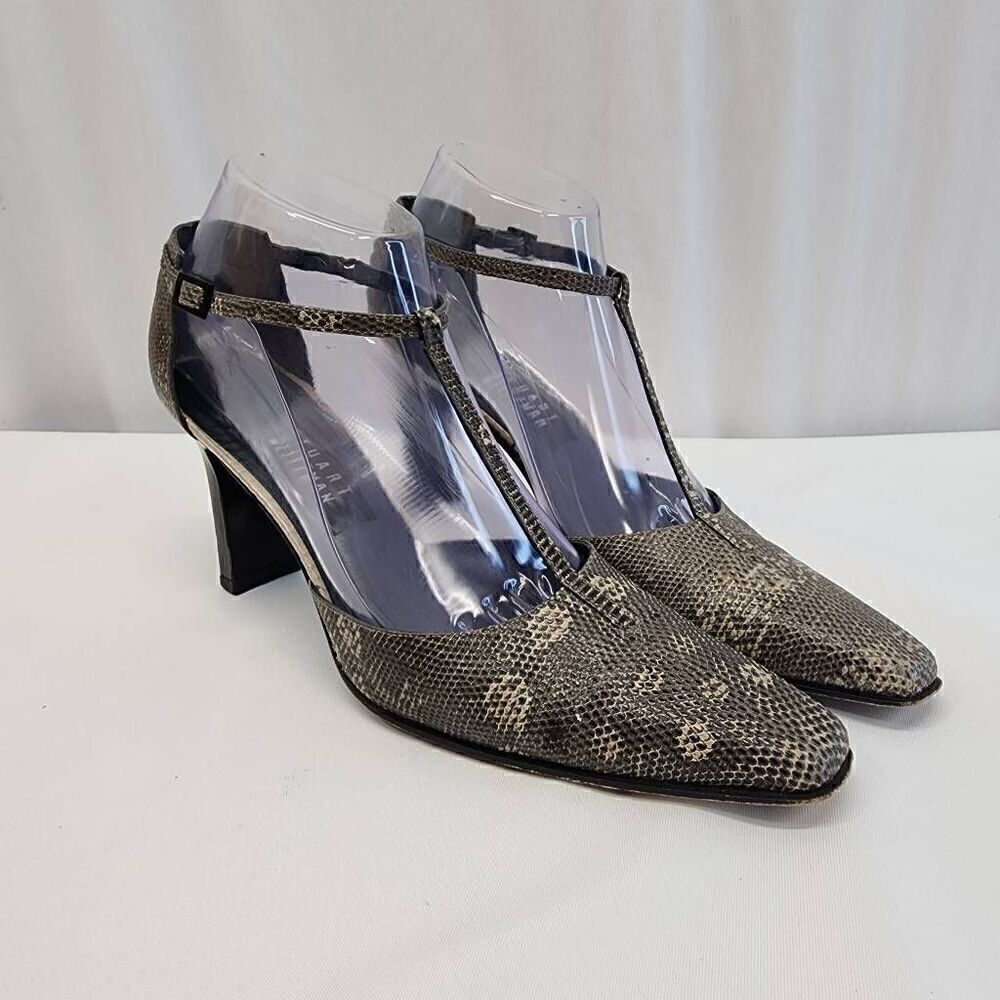 Stuart Weitzman Size 8.5 AA Tearoom Taupe Ring-Lizard Pump Leather Shoes M